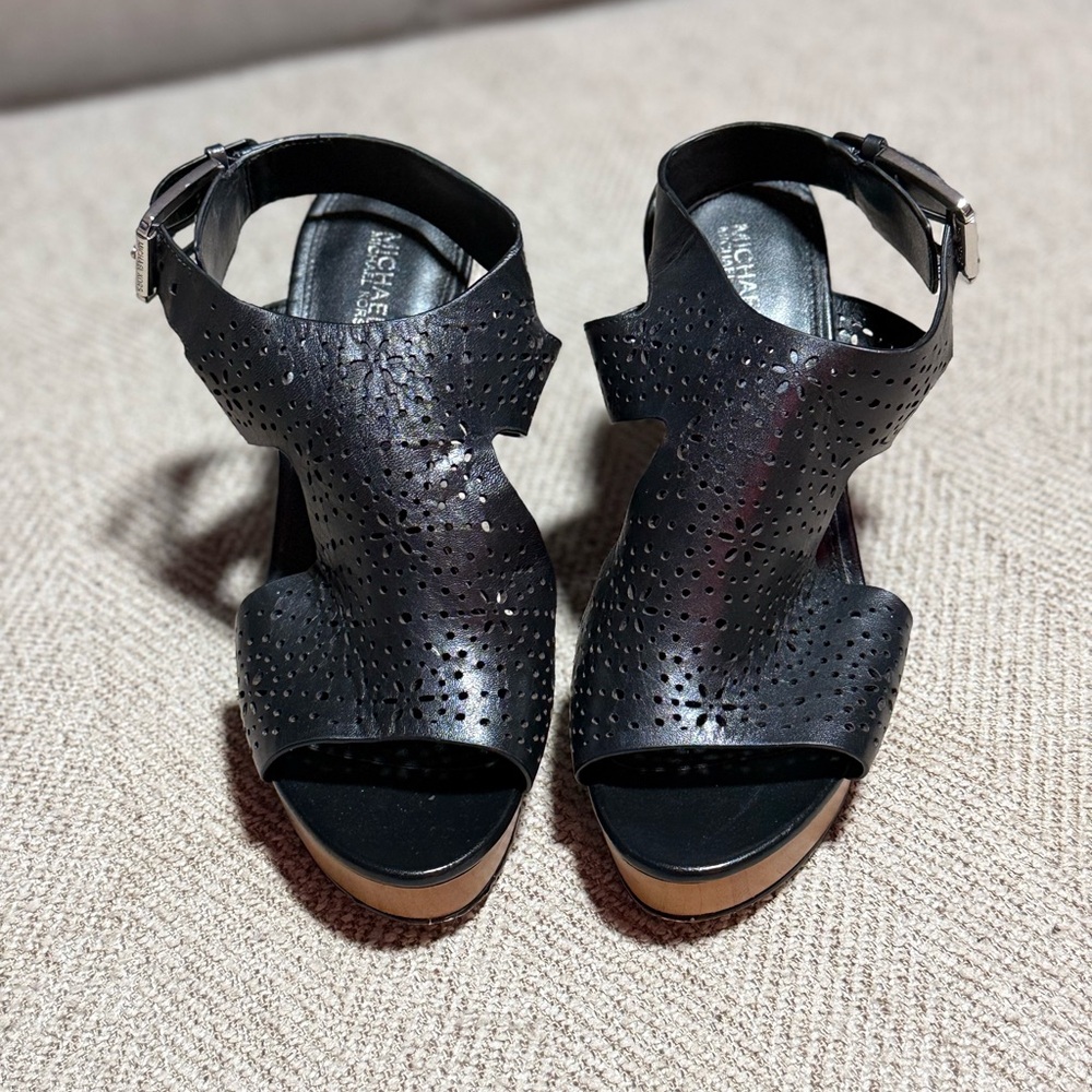 Michael Kors Black Perforated Sandals